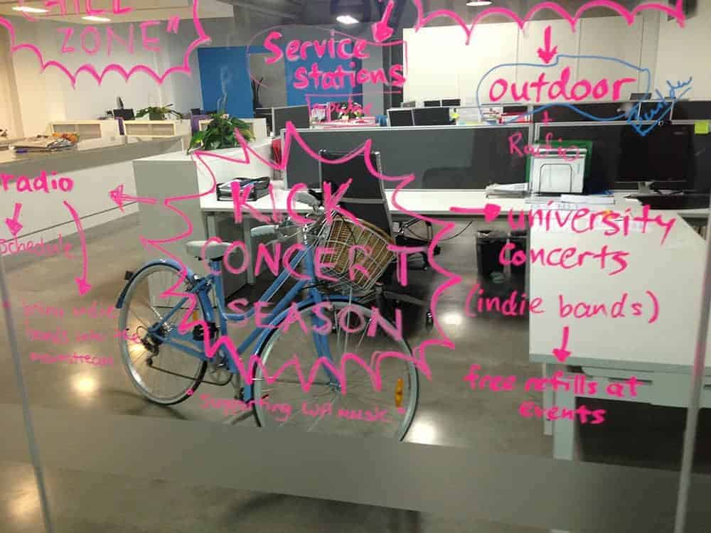 content marketing strategies written on glass wall